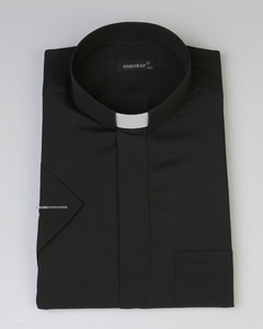 반팔 오메가 셔츠 검정 - 목회자셔츠